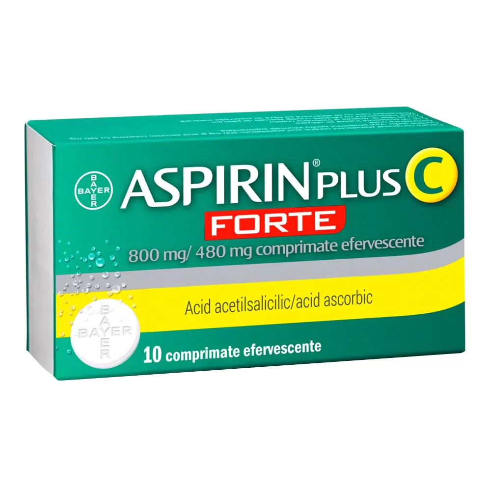 Medicamente răceală și gripă - Aspirin plus C forte 80mg/ 480 mg * 10 comprimate efervescente, clinicafarm.ro