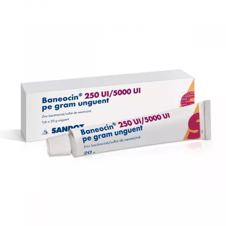 Micoze și dezinfectant piele - Baneocin 250UI/5000UI/g unguent * 20 g, clinicafarm.ro