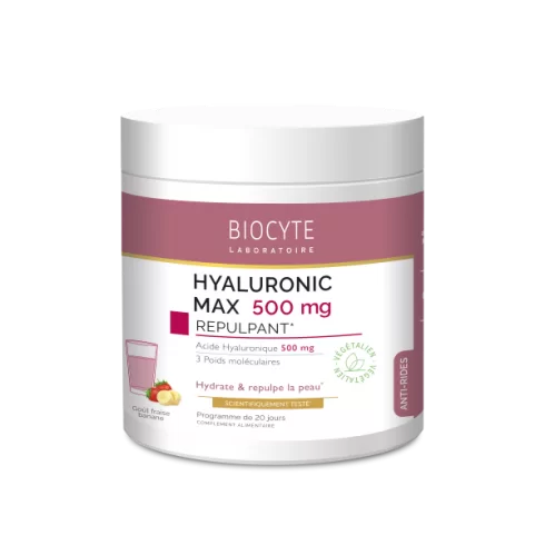 Îngrijirea pielii - Biocyte Hyaluronic Max pulbere acid hialuronic cu aromă de căpșuni și banane * 280 grame, clinicafarm.ro