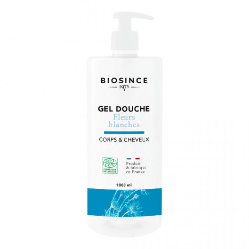 Frumusețe și îngrijire - Biosince gel de duș organic pentru corp și păr cu flori albe * 1000 ml, clinicafarm.ro