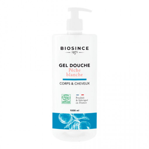 Frumusețe și îngrijire - Biosince gel de duș organic pentru corp și păr cu piersică albă * 1000 ml, clinicafarm.ro