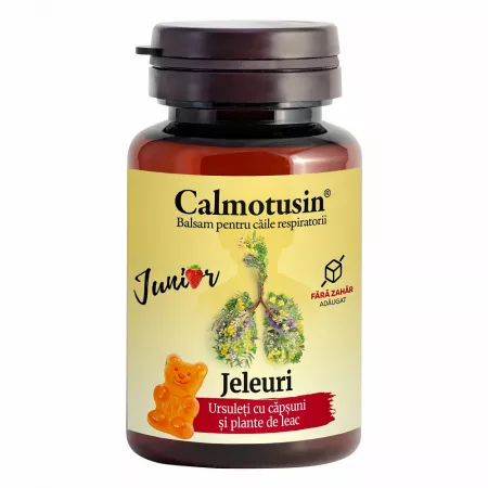 Stări gripale - Calmotusin Junior jeleuri cu aroma de capsuni, fara zahar * 100 grame, clinicafarm.ro