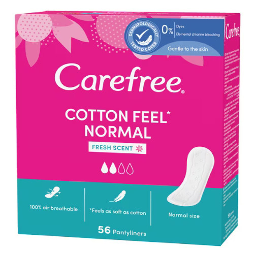 Îngrijire personală - Absorbante zilnice Carefree Cotton feel normal fresh sent * 56 bucati, clinicafarm.ro