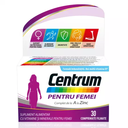 Vitamine și minerale - Centrum pentru femei * 30 comprimate, clinicafarm.ro
