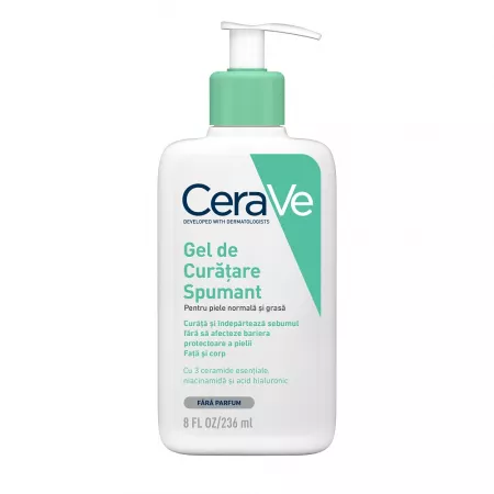 Îngrijirea pielii - Cerave gel de curățare spumant pentru piele normală-grasă * 236 ml, clinicafarm.ro