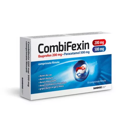 Ameliorarea simptomelor (durere și febră) - Antitermice (antipiretice) - Combifexin 200 mg/ 500 mg * 10 comprimate filmate, clinicafarm.ro