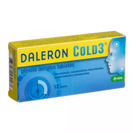 Ameliorarea simptomelor (durere și febră) - Antitermice (antipiretice) - Daleron cold 3 * 12 comprimate filmate, clinicafarm.ro