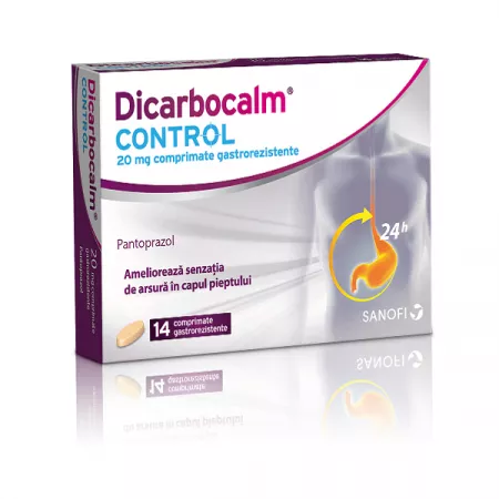Antiacide (arsuri stomac) - Dicarbocalm control 20 mg * 14 comprimate gastrorezistente, clinicafarm.ro