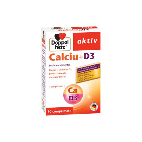 Vitamine și minerale - Doppelherz Aktiv Calcium+D3 * 30+10 comprimate, clinicafarm.ro