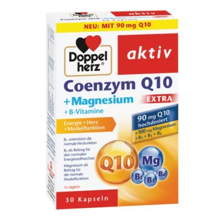 Vitamine și minerale - Doppelherz aktiv coenzima Q10 extra + Magneziu, B1, B5, B6 * 30 capsule, clinicafarm.ro