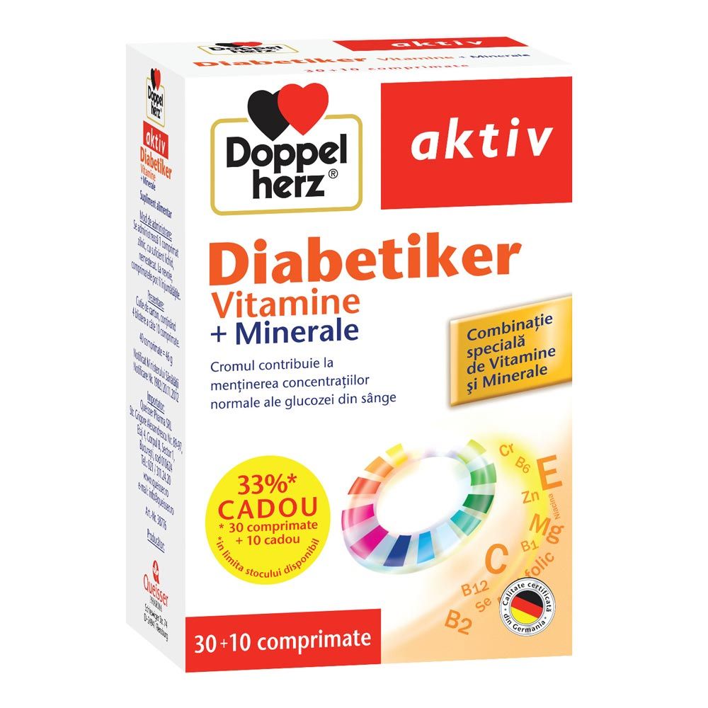 Vitamine și minerale - Doppelherz aktiv Diabetiker vitamine + minerale * 30+10 comprimate, clinicafarm.ro