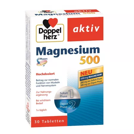 Vitamine și minerale - Doppelherz Aktiv Magneziu 500 mg * 30 comprimate, clinicafarm.ro