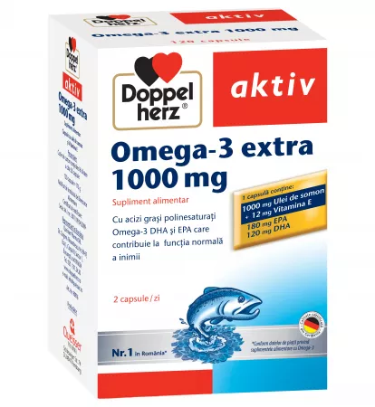 Vitamine și minerale - Doppelherz Aktiv omega 3 extra 1000 mg * 120+60 capsule, clinicafarm.ro