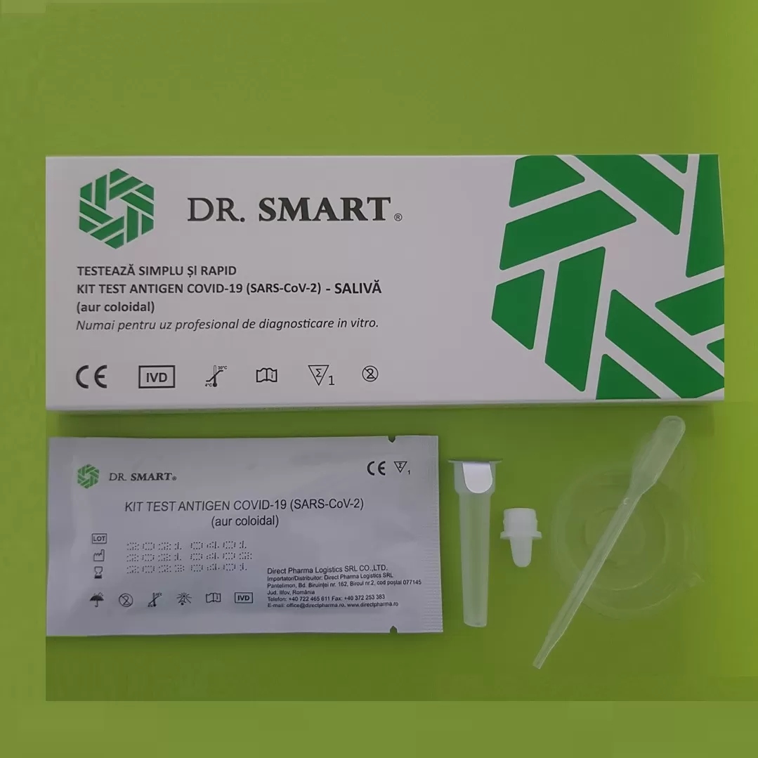Dispozitive medicale - Dr. Smart test rapid antigen Covid 19 aur colloidal salivă * 1 bucată, clinicafarm.ro