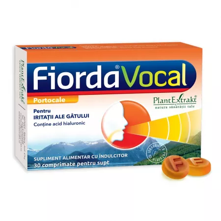Stări gripale - Fiorda vocal cu aromă de portocale * 30 comprimate, clinicafarm.ro