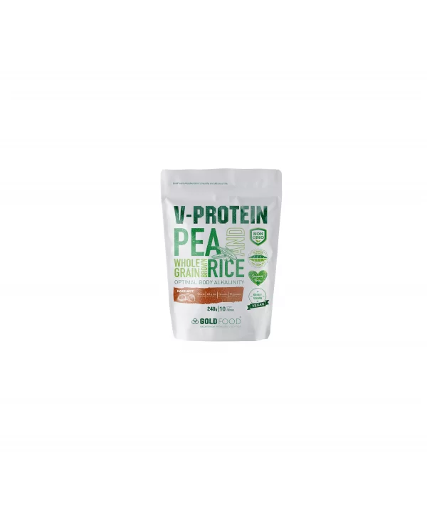 Dietă și sport - Goldnutrition V proteina vegetală din mazăre și orez integral cu aromă de alune de pădure * 240 grame, clinicafarm.ro