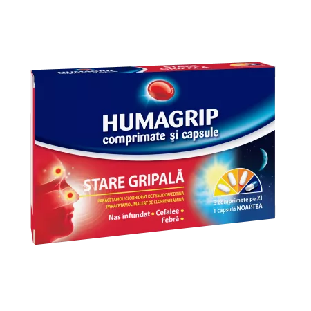 Medicamente răceală și gripă - Humagrip * 12 comprimate/4 capsule, clinicafarm.ro