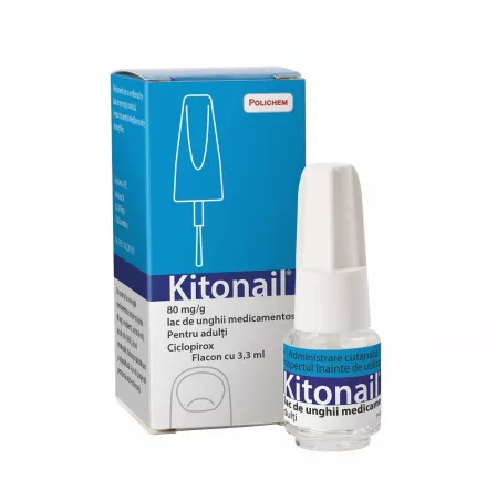 Micoze și dezinfectant piele - Kitonail 80 mg/g lac de unghii medicamentos * 3,3 ml, clinicafarm.ro