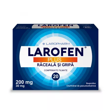 Medicamente răceală și gripă - Larofen Plus 200mg/30mg * 20 comprimate filmate, clinicafarm.ro