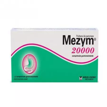 Afecțiuni digestive - Mezym forte 20000  * 20 comprimate, clinicafarm.ro