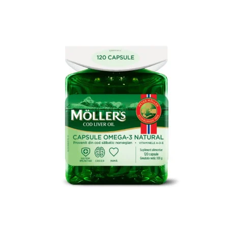Colesterol și trigliceride - Moller`s omega 3 ulei de ficat de cod * 120 capsule, clinicafarm.ro