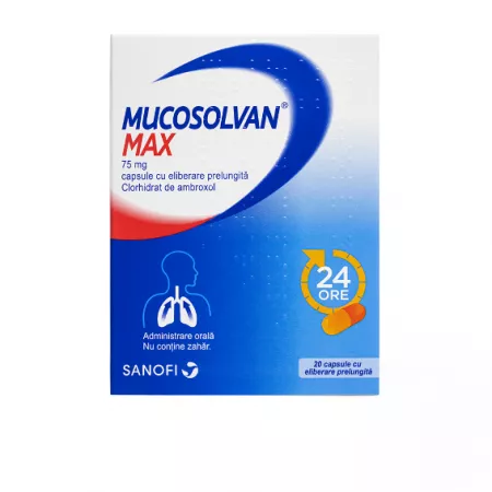 Tuse productivă - Mucosolvan max 75 mg * 20 capsule cu eliberare prelungită, clinicafarm.ro