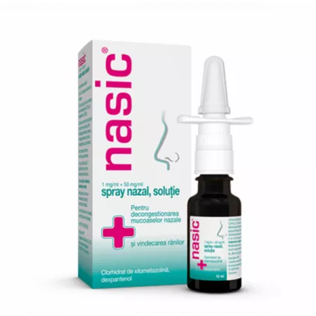 Decongestionant nazal - Nasic 1 mg/ml + 50 mg/ml spray nazal soluţie * 10 ml, clinicafarm.ro