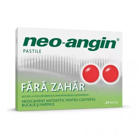 Durere în gât - Neo Angin fără zahăr * 24 pastile, clinicafarm.ro
