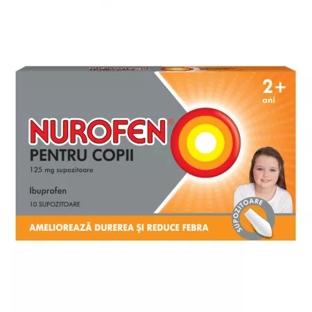 Ameliorarea simptomelor (durere și febră) - Antitermice (antipiretice) - Nurofen pentru copii 125 mg * 10 supozitoare, clinicafarm.ro