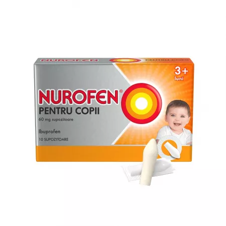 Ameliorarea simptomelor (durere și febră) - Antitermice (antipiretice) - Nurofen pentru copii 60 mg * 10 supozitoare, clinicafarm.ro