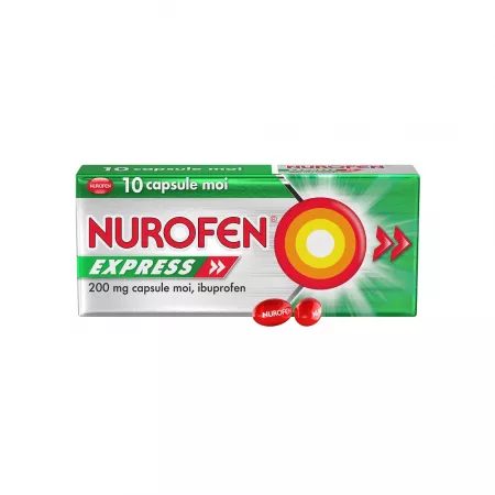 Ameliorarea simptomelor (durere și febră) - Antitermice (antipiretice) - Nurofen express 200 mg * 10 capsule moi, clinicafarm.ro