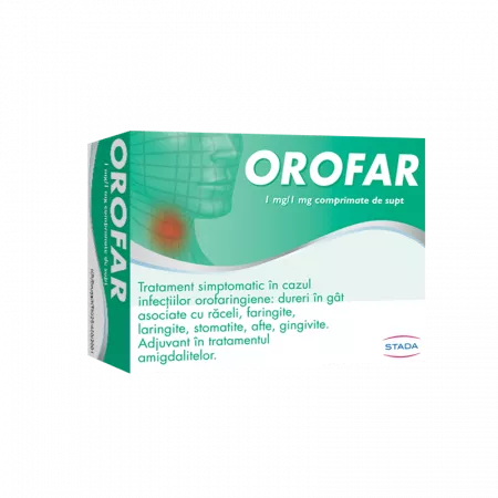 Medicamente fără prescripție medicală (OTC) - Orofar 1 mg/1 mg * 24 comprimate de supt, clinicafarm.ro
