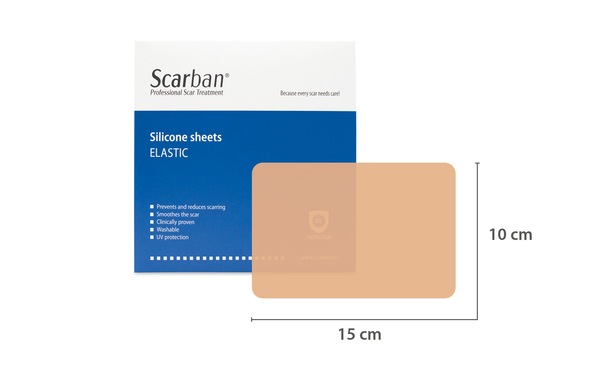 Plasturi cu silicon - Plasture elastic cu silicon Scarban 10x15 cm, lavabil * 1 bucata, clinicafarm.ro