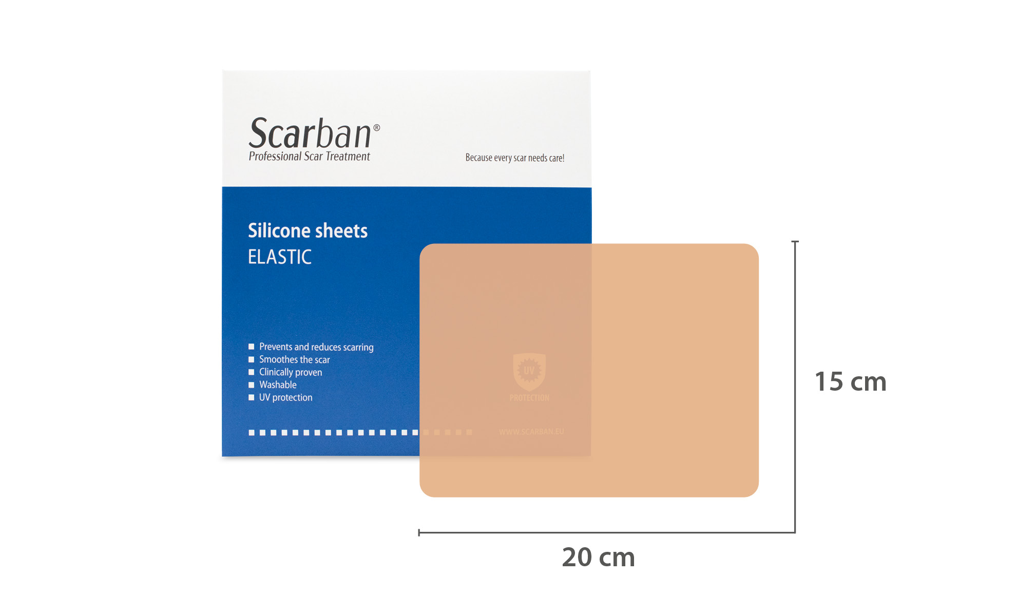 Plasturi cu silicon - Plasture elastic cu silicon Scarban 15x20 cm, lavabil * 1 bucata, clinicafarm.ro