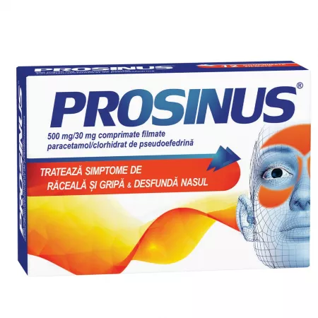 Medicamente răceală și gripă - Prosinus 500 mg/30 mg * 20 comprimate filmate, clinicafarm.ro