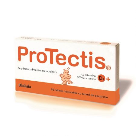 Sănătatea sistemului digestiv - Protectis cu aromă de portocală * 10 comprimate masticabile, clinicafarm.ro