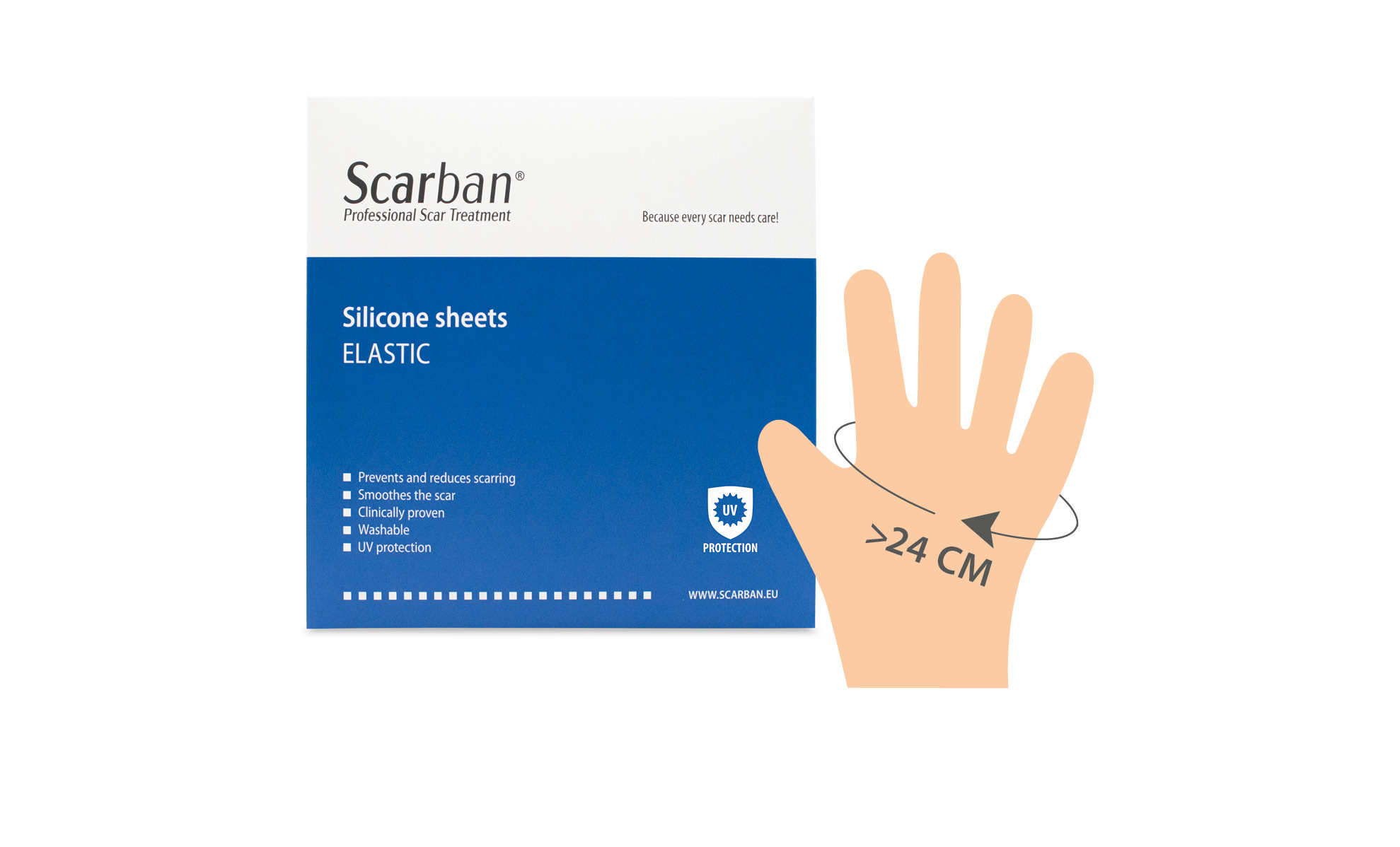 Plasturi cu silicon - Manusa elastica din silicon Scarban pentru ingrijirea cicatricilor UPF 50, masura XL, lavabila * 1 bucata, clinicafarm.ro