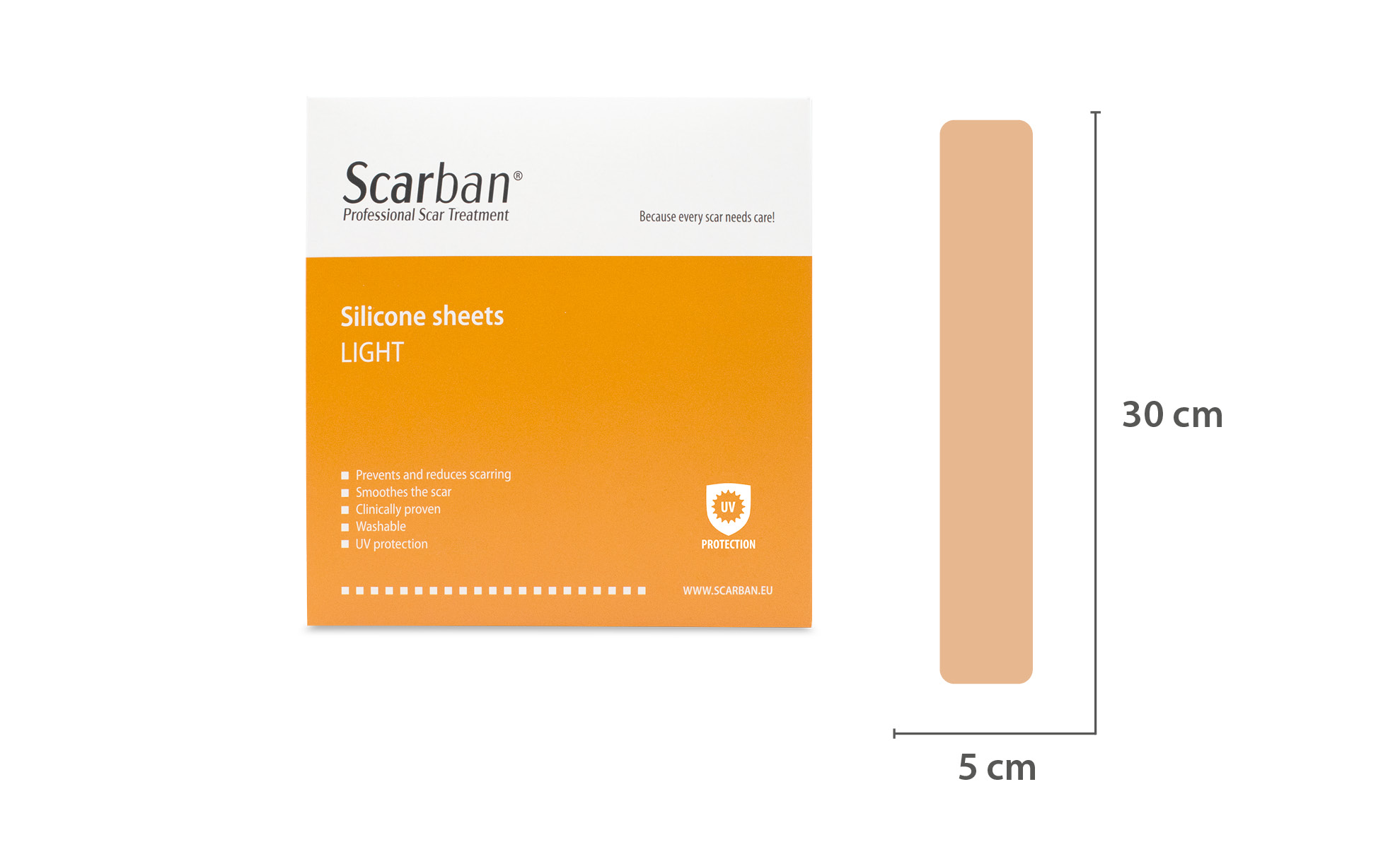 Plasturi cu silicon - Plasture elastic cu silicon Scarban Light  UPF50 5x30 cm, lavabil * 1 bucata, clinicafarm.ro