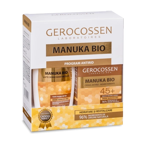 Cosmetică (Make-Up) - Set cadou crema antirid 45+ cu miere Manuka Bio 50ml + Apa micelara 3 in 1 cu miere Manuka Bio si Rodie 300ml * 1 bucata, clinicafarm.ro