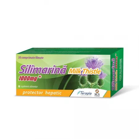 Sănătatea sistemului digestiv - Silimarina Milk Thistle 1000 mg * 30 comprimate filmate, clinicafarm.ro