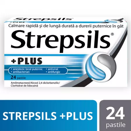 Durere în gât - Strepsils Plus * 24 pastile, clinicafarm.ro