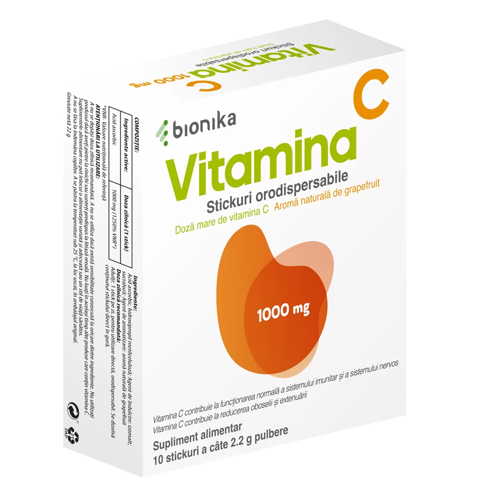 Vitamine și minerale - Vitamina C 1000 mg * 10 plicuri orodispensabile, clinicafarm.ro