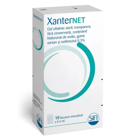 Îngrijirea ochilor - Xanternet gel oftalmic 0,4 ml * 10 flacoane, clinicafarm.ro