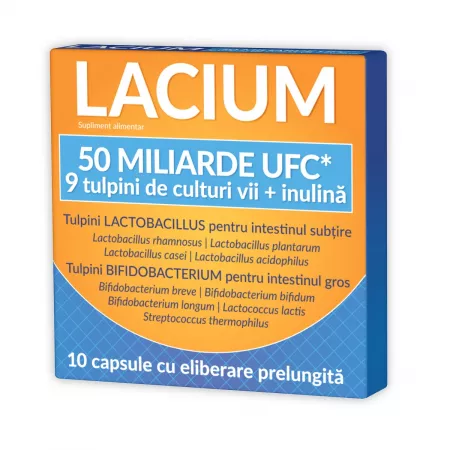 Sănătatea sistemului digestiv - Lacium 50 miliarde UFC * 10 capsule, clinicafarm.ro
