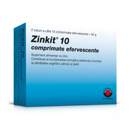 Vitamine și minerale - Zinkit 10 * 20 comprimate efervescente, clinicafarm.ro