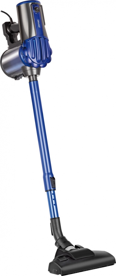 Aspirator vertical fara sac 2 in 1 MPM MOD-34, 600 W, 0.7l, filtrare in 3 etape, tub telescopic din aluminiu, cablu 7 m, Albastru/Negru
