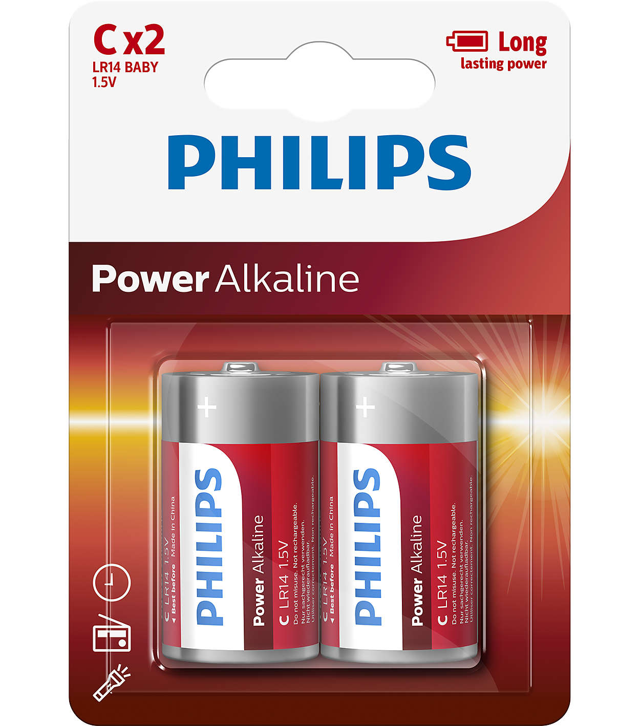 Baterii Philips Power Alkaline C 2-blister