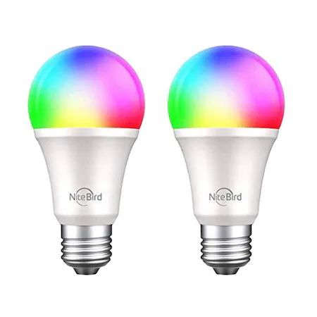 Set 2 becuri inteligente LED Nitebird WB4, 8W, 800lm, 2700K, E27, RGB+W, Smart Bulb