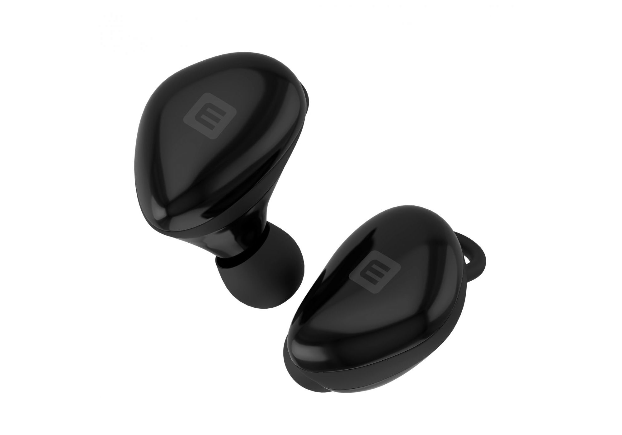 Casti audio in ear Evelatus EBE02, Wireless, Bluetooth 5.0, IPX4, Extra Bass, toc de incarcare, negru