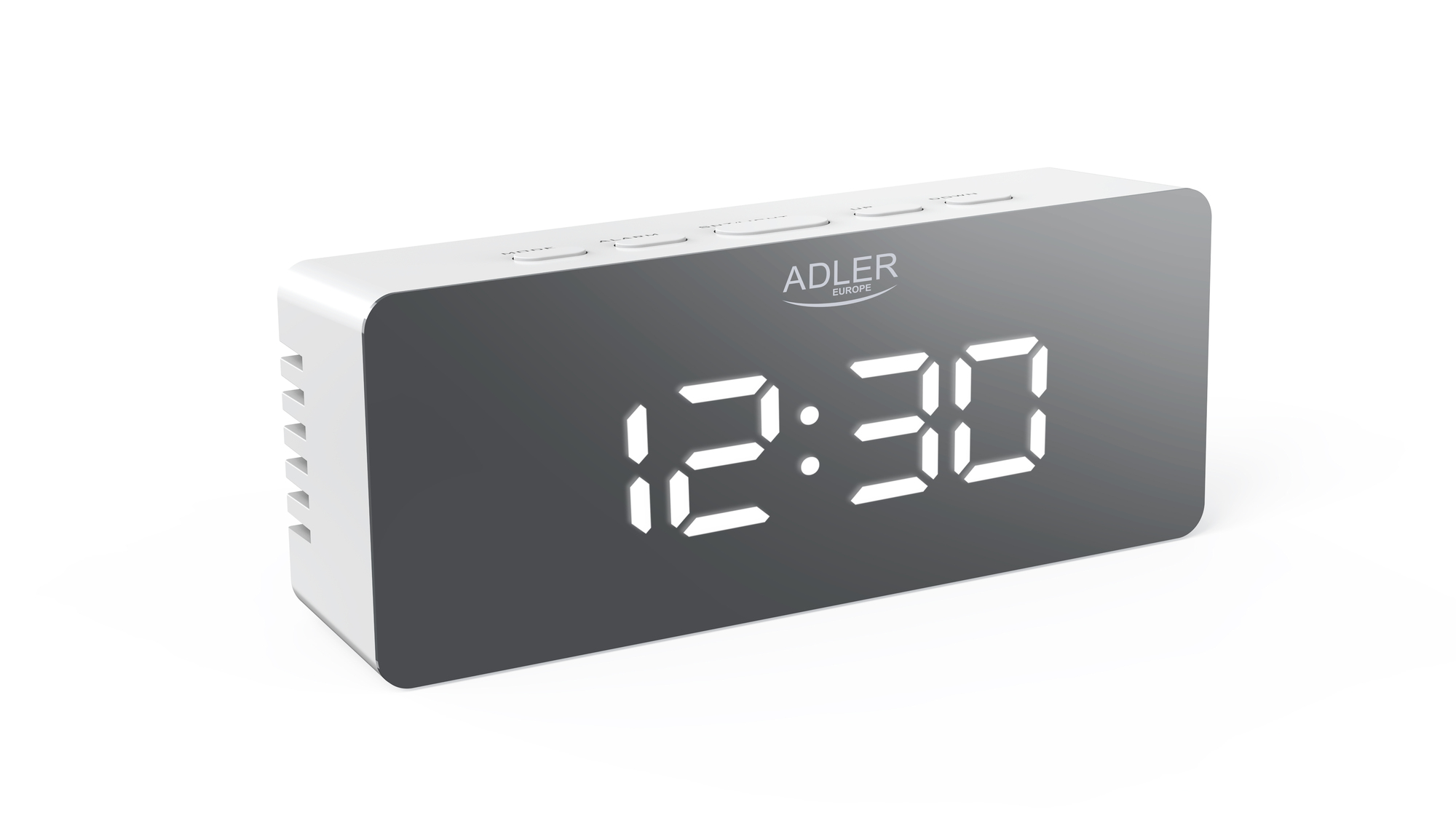Ceas cu alarma digital Adler AD 1189w, efect oglinda, temperatura, LED, alb